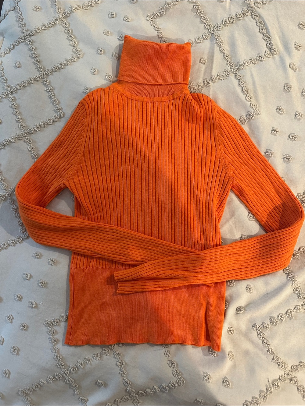 Zara Bright Orange Ribbed Turtleneck Sweater